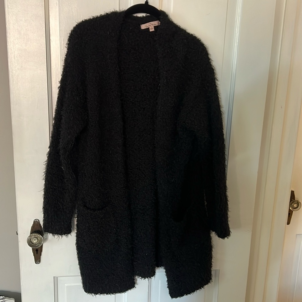 Black Fuzzy Cardigan Sweater